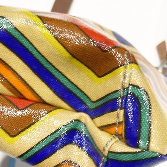 Fossil Crossbody Handbag‎ Womens Coated Canvas Striped Key-Per - Picture 13 of 16